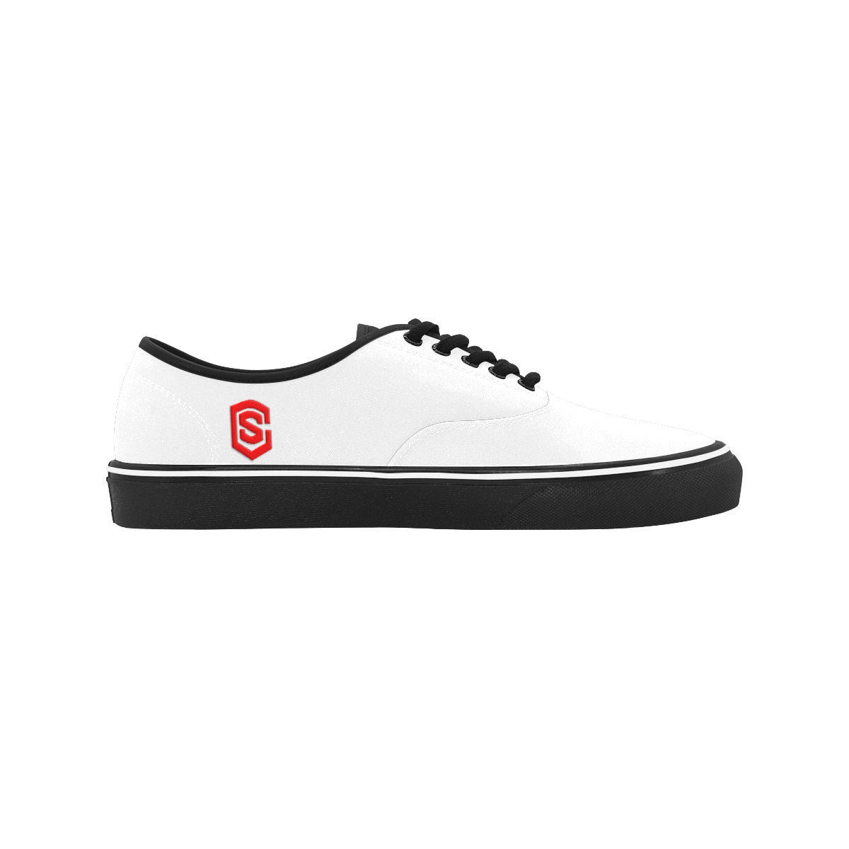 red logo Classic Men's Canvas Low Top Shoes/Large (Model E001-4)