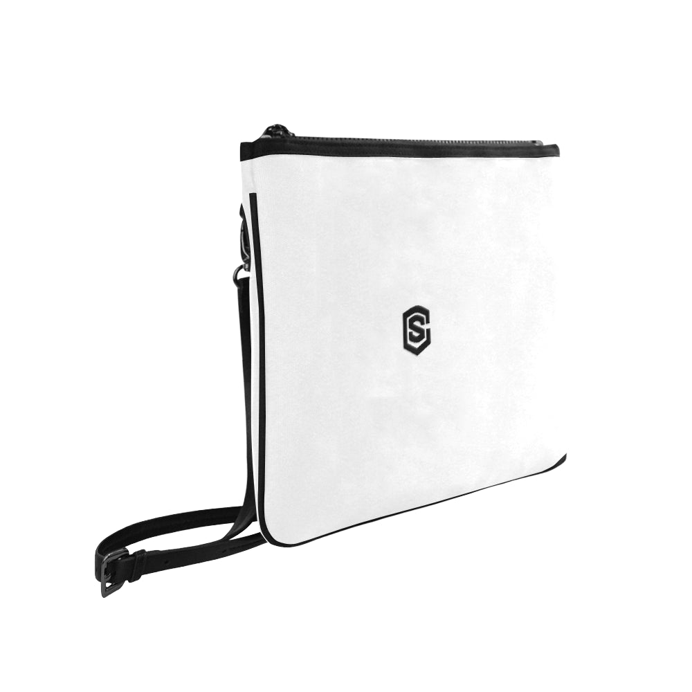 WHITE SLIM CLUTCH BAG black logo Slim Clutch Bag (Model 1668)