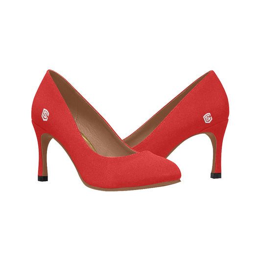 RED Women's High Heels white logo Women's High Heels (Model 048)