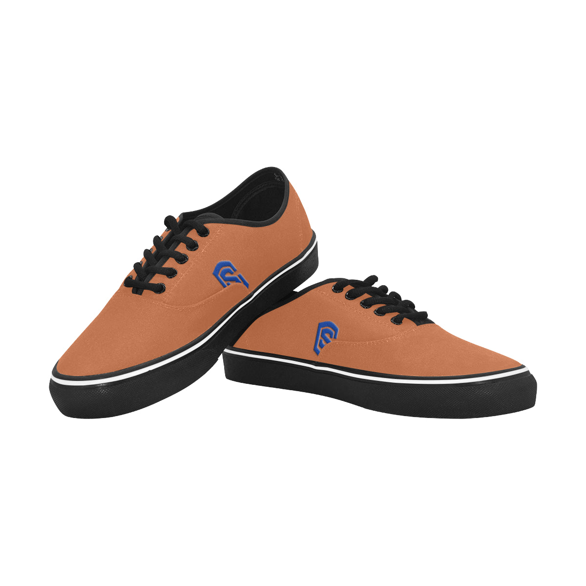 blue logo Classic Men's Canvas Low Top Shoes/Large (Model E001-4)