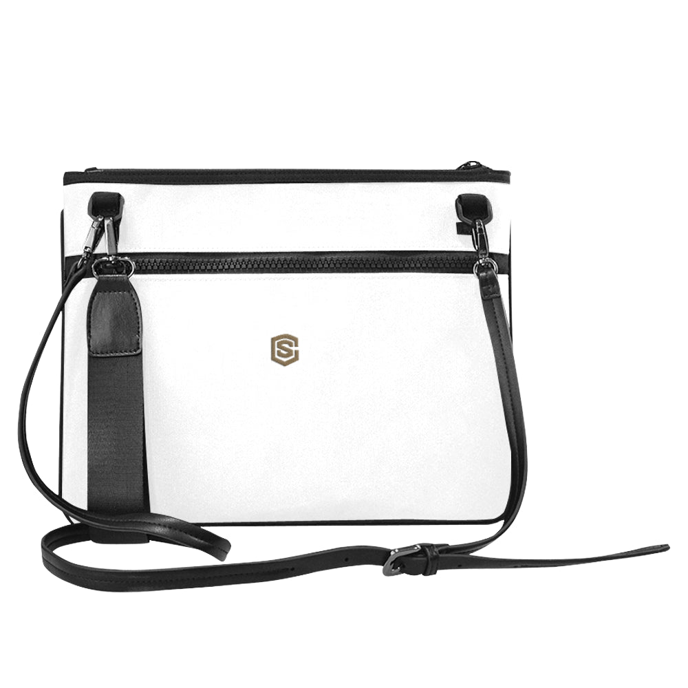 WHITE SLIM CLUTCH BAG brown logo Slim Clutch Bag (Model 1668)