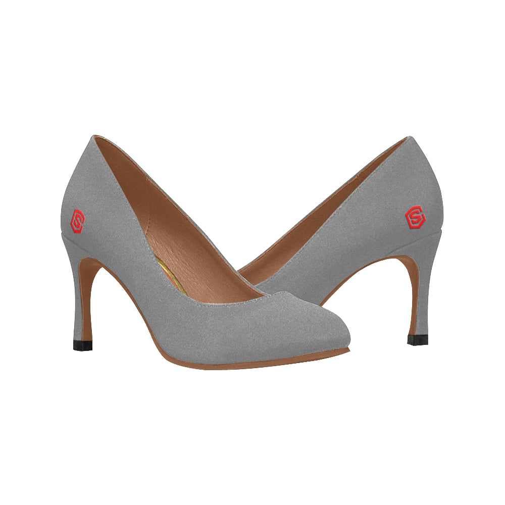 GRAY Women's High Heels red logo Women's High Heels (Model 048)