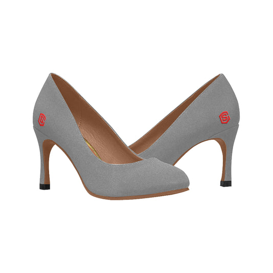GRAY Women's High Heels red logo Women's High Heels (Model 048)