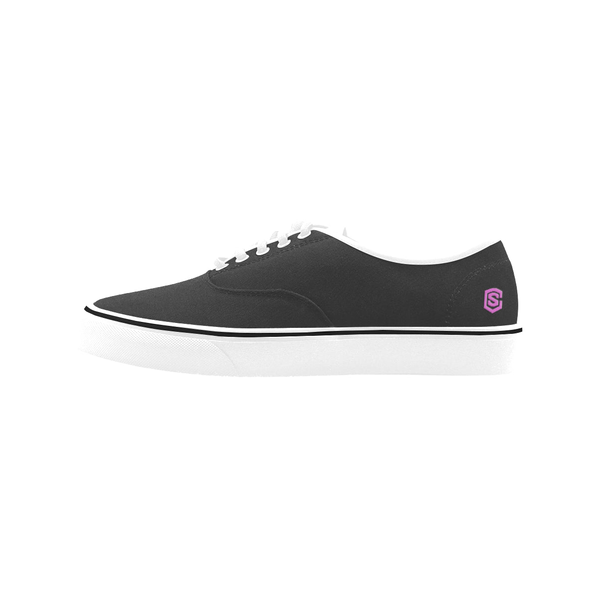 pink logo Classic Women's Canvas Low Top Shoes (Model E001-4)