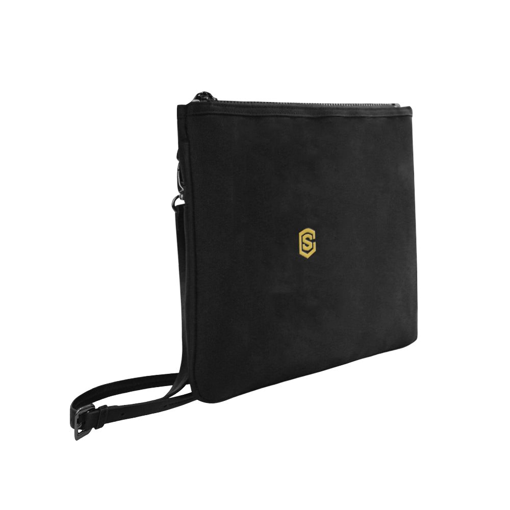BLACK SLIM CLUTCH BAG gold logo Slim Clutch Bag (Model 1668)