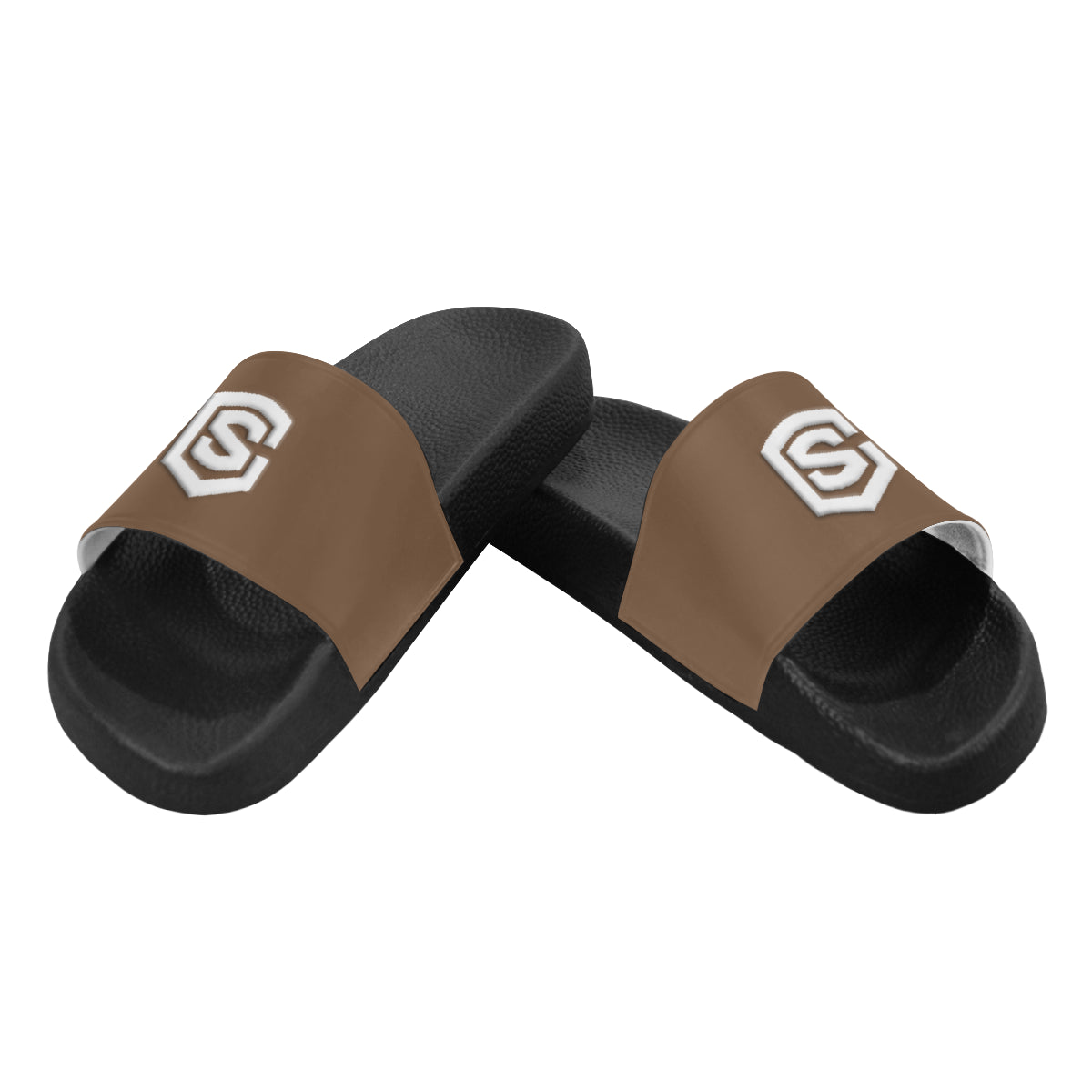 white logo Men's Slide Sandals (Model 057)
