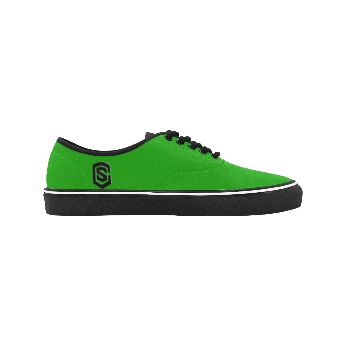 black logo Classic Men's Canvas Low Top Shoes/Large (Model E001-4)