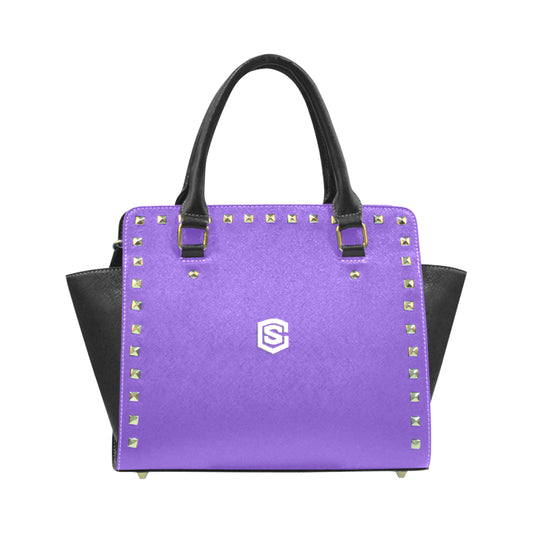 PURPLE RIVET SHOULDER HANDBAG white logo Rivet Shoulder Handbag (Model 1645)