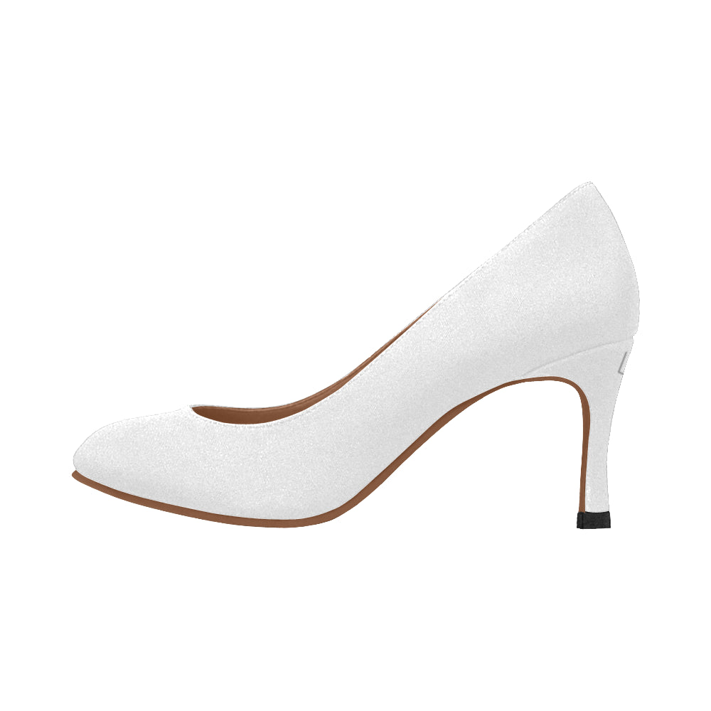 WHITE Women's High Heels white logo Women's High Heels (Model 048)