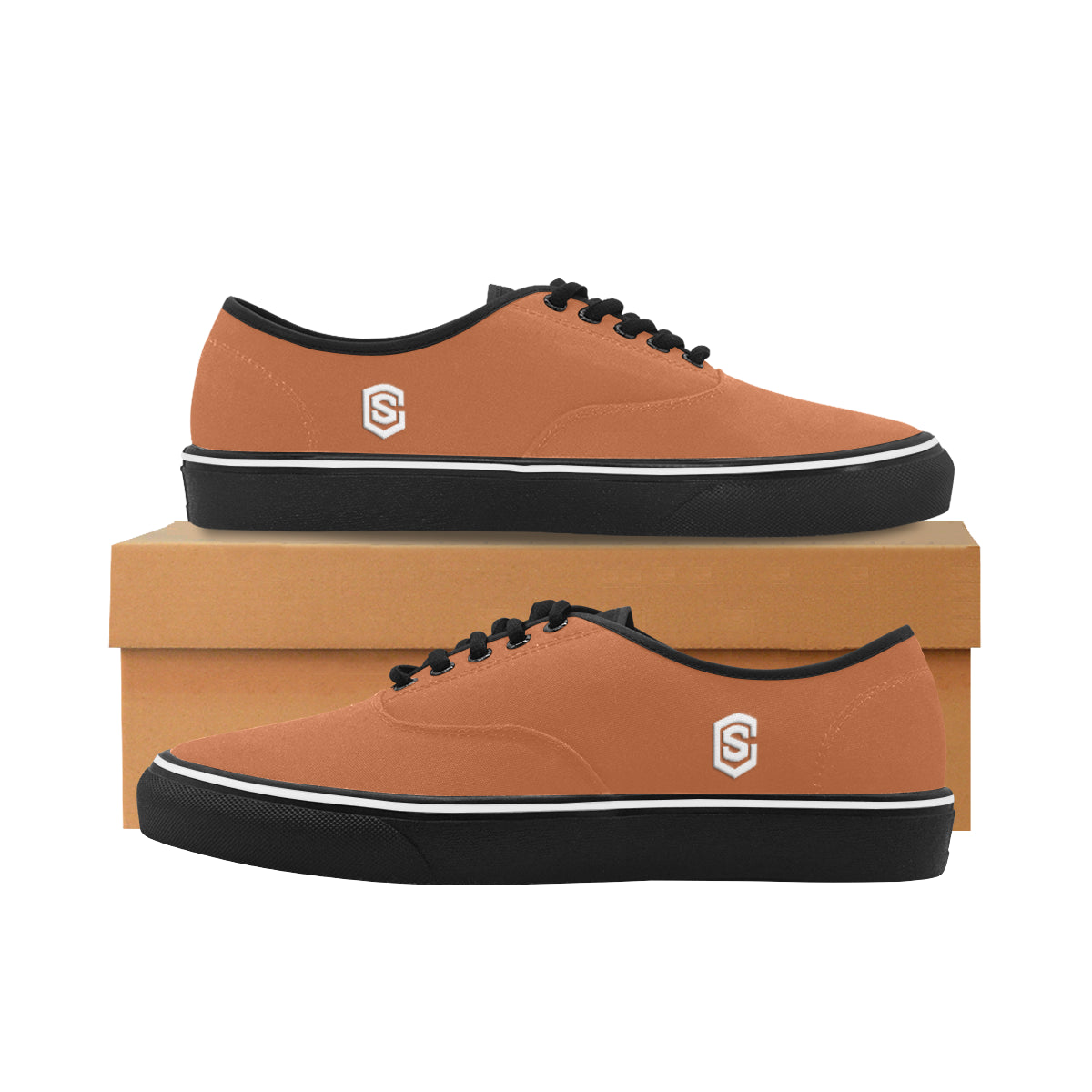 white logo Classic Men's Canvas Low Top Shoes/Large (Model E001-4)