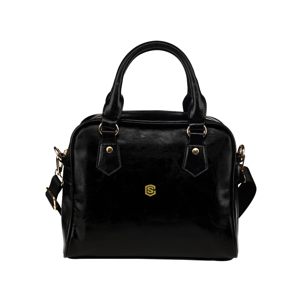 BLACK Shoulder Hand bag gold logo Shoulder Handbag (Model 1634)