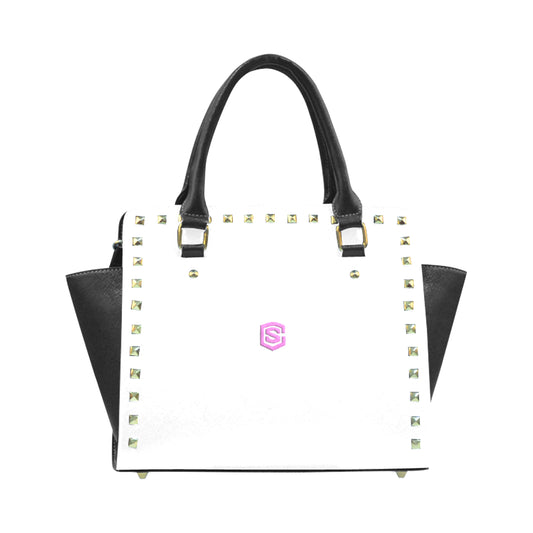 WHITE RIVET SHOULDER HANDBAG pink logo Rivet Shoulder Handbag (Model 1645)