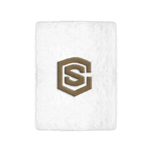 White Ultra-Soft Micro Fleece Blanket with Brown Logo Ultra-Soft Micro Fleece Blanket 30"x40"