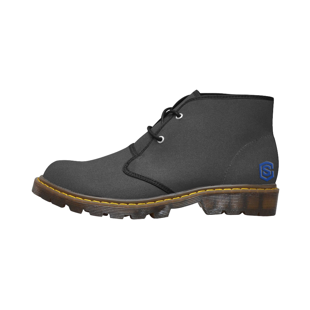 blue logo Women's Canvas Chukka Boots (Model 2402-1)
