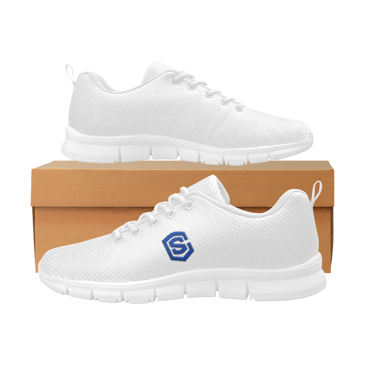 blue logo Women's Breathable Running Shoes (Model 055)