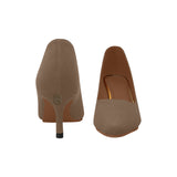 BROWN Women's Pointed Toe Low Heel Pumps Brown logo Women's Pointed Toe Low Heel Pumps (Model 053)