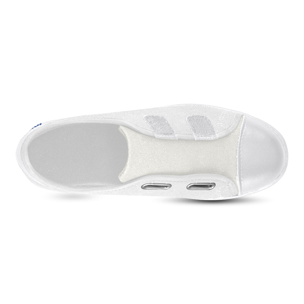 GRAY CANVAS KID SHOES blue logo Velcro Canvas Kid's Shoes (Model 008)