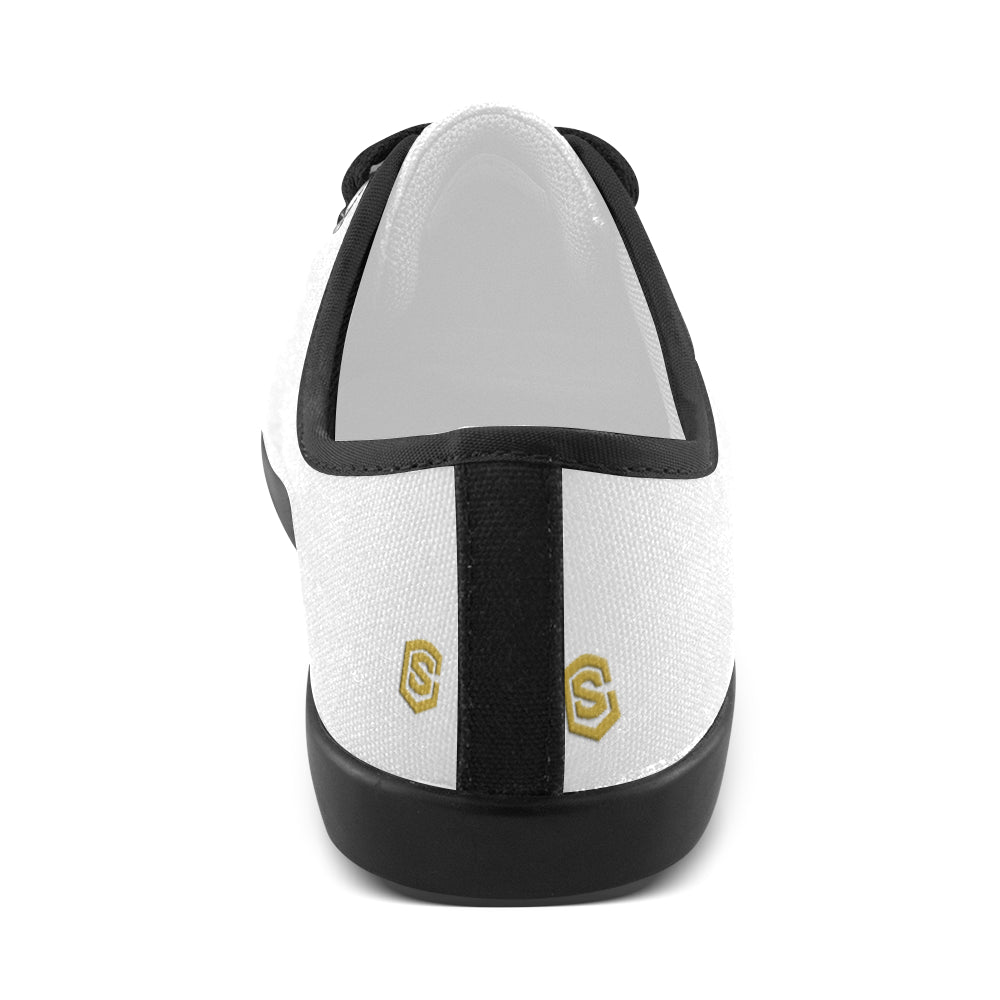 GRAY CANVAS KID SHOES gold logo Canvas Kid's Shoes (Model 016)