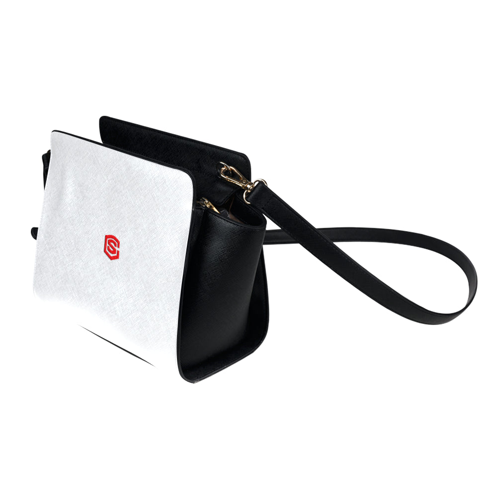 LIGHT GRAY SATCHEL BAG red logo Satchel Bag (Model 1635)