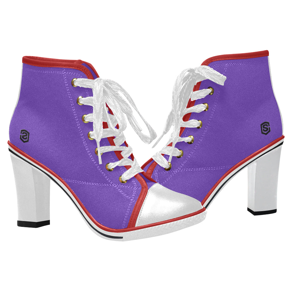 black logo Women's Lace Up Chunky Heel Ankle Booties (Model 054)