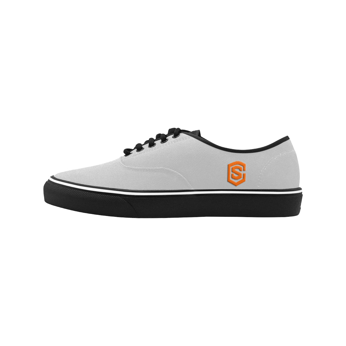 orange logo Classic Men's Canvas Low Top Shoes/Large (Model E001-4)