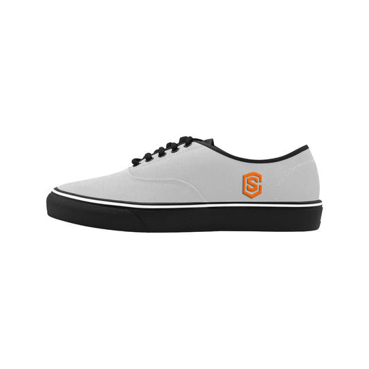 orange logo Classic Men's Canvas Low Top Shoes/Large (Model E001-4)