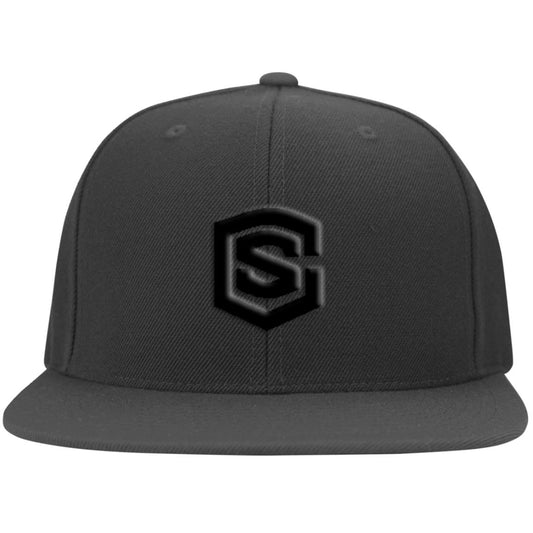 black (2) 6297F Flat Bill Twill Flexfit Cap