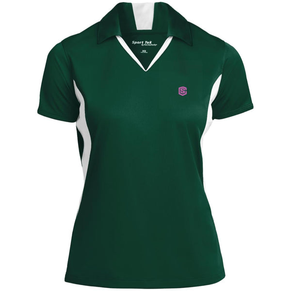 Illustrator Pink Logo LST655 Ladies' Colorblock Performance Polo