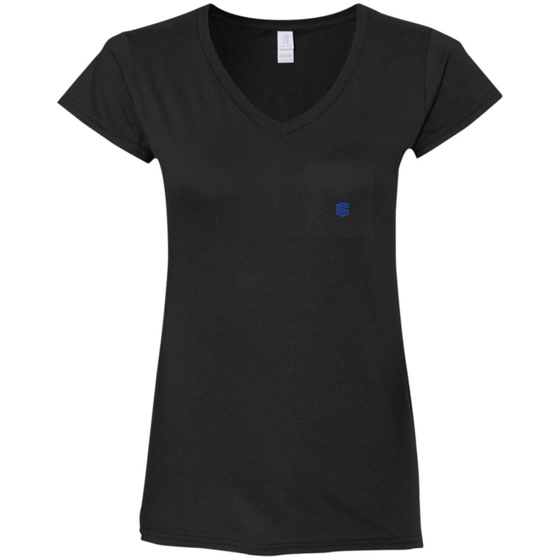 Illustrator Blue Logo G64VL Ladies' Fitted Softstyle 4.5 oz V-Neck T-Shirt