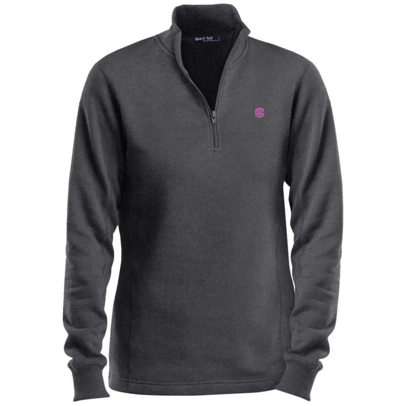 Illustrator Pink Logo LST253 Ladies' 1/4 Zip Sweatshirt