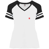 Illustrator Red Logo DM476 Ladies' Game V-Neck T-Shirt