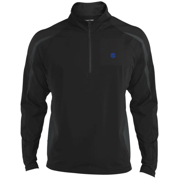 Illustrator Blue Logo ST851 Men's Sport Wicking Colorblock 1/2 Zip