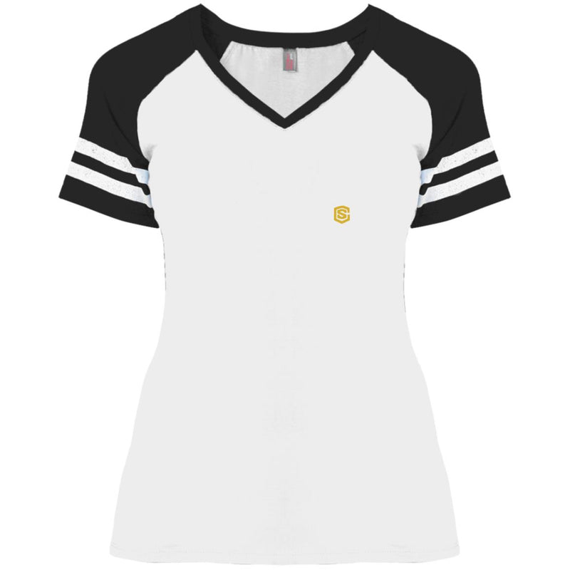 Illustrator Gold Logo DM476 Ladies' Game V-Neck T-Shirt