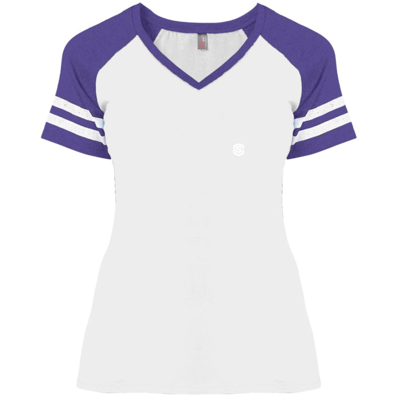 Illustrator White Logo DM476 Ladies' Game V-Neck T-Shirt