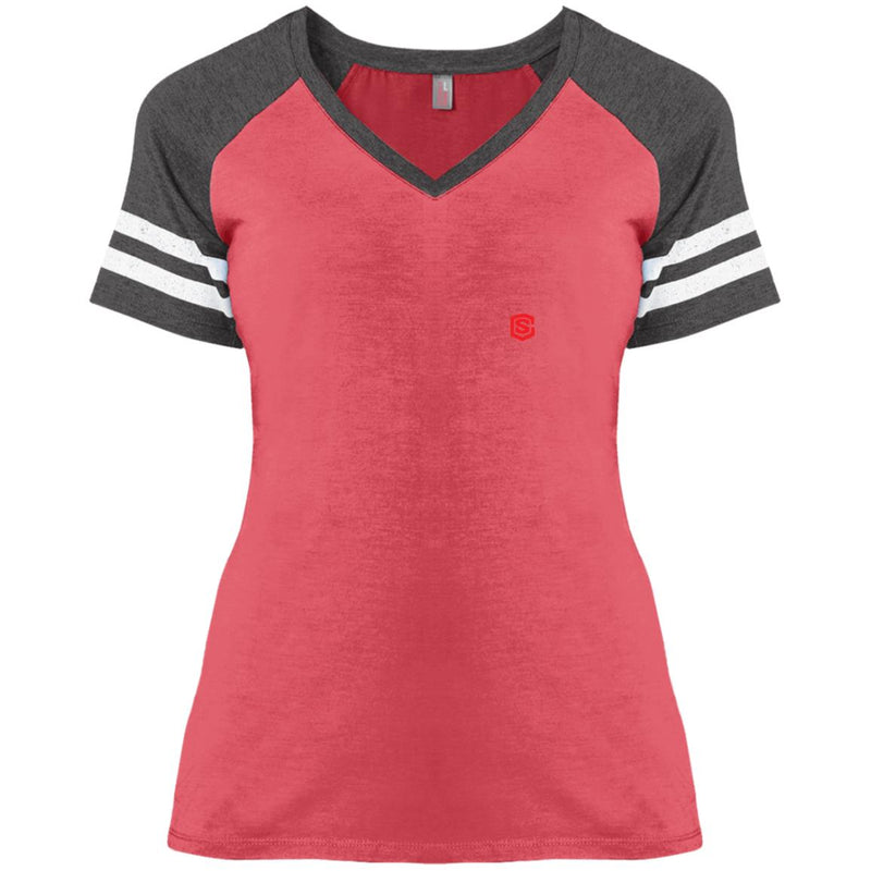 Illustrator Red Logo DM476 Ladies' Game V-Neck T-Shirt