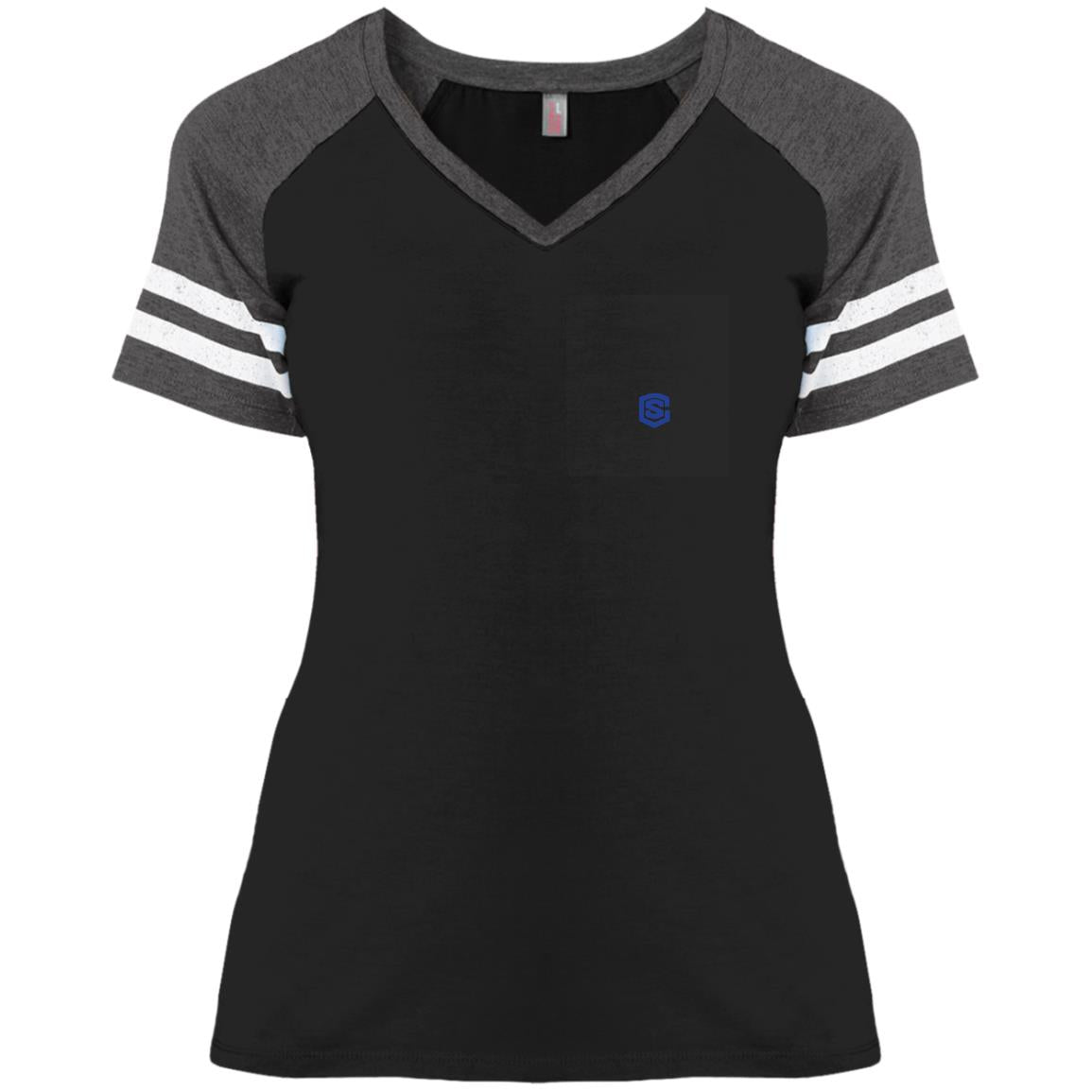 Illustrator Blue Logo DM476 Ladies' Game V-Neck T-Shirt