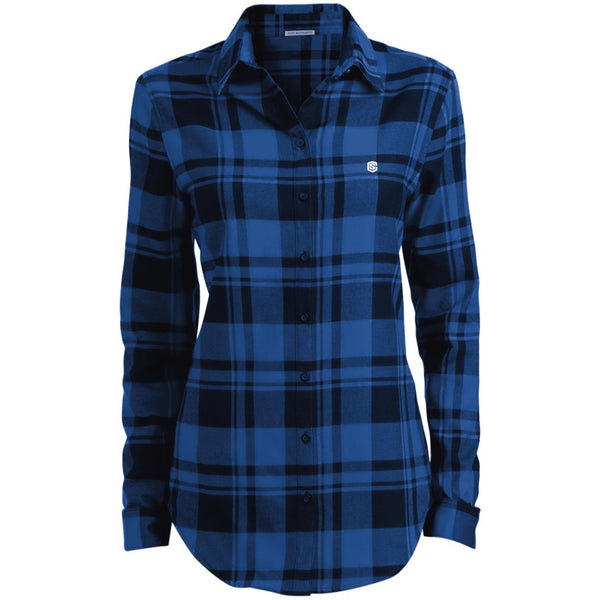 Illustrator White Logo LW668 Ladies' Plaid Flannel Tunic