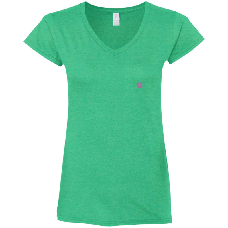 Illustrator Pink Logo G64VL Ladies' Fitted Softstyle 4.5 oz V-Neck T-Shirt