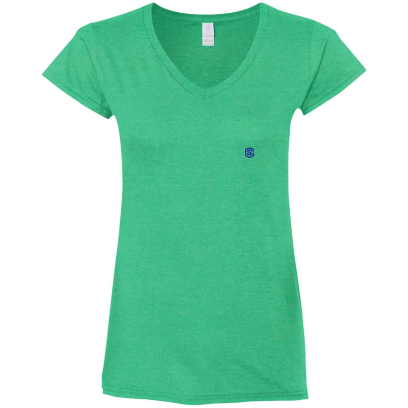 Illustrator Blue Logo G64VL Ladies' Fitted Softstyle 4.5 oz V-Neck T-Shirt