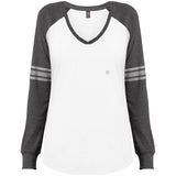 Illustrator Silver Logo DM477 Ladies' Game LS V-Neck T-Shirt