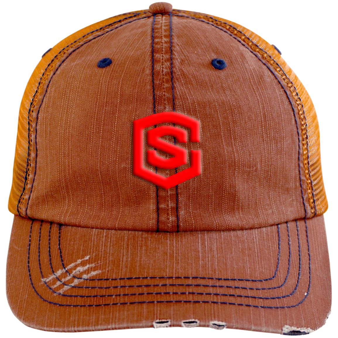 red (2) 6990 Distressed Unstructured Trucker Cap