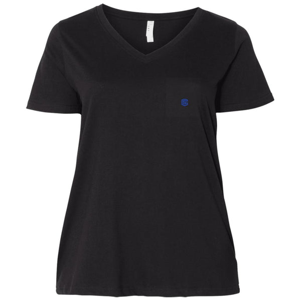 Illustrator Blue Logo 3807  Ladies' Curvy V-Neck T-Shirt