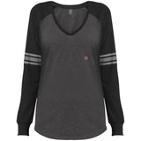 Illustrator Pink Logo DM477 Ladies' Game LS V-Neck T-Shirt