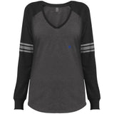 Illustrator Blue Logo DM477 Ladies' Game LS V-Neck T-Shirt