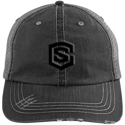 black (2) 6990 Distressed Unstructured Trucker Cap