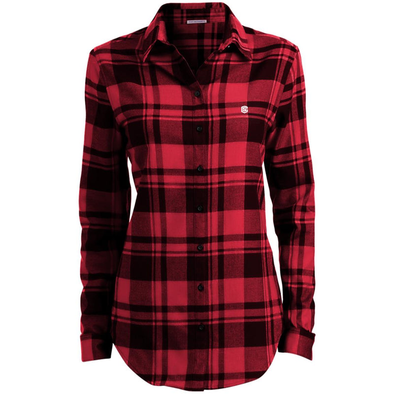 Illustrator White Logo LW668 Ladies' Plaid Flannel Tunic