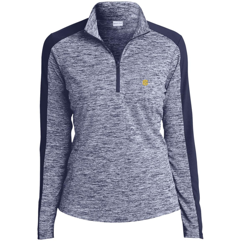 Illustrator Gold Logo LST397 Ladies' Electric Heather Colorblock 1/4-Zip Pullover