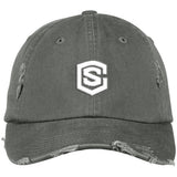 white (2) DT600 Distressed Dad Cap