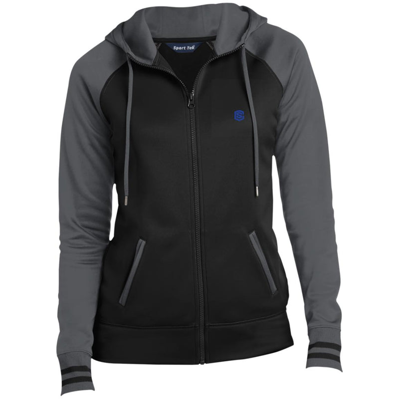 Illustrator Blue Logo LST236 Ladies' Moisture Wick Full-Zip Hooded Jacket