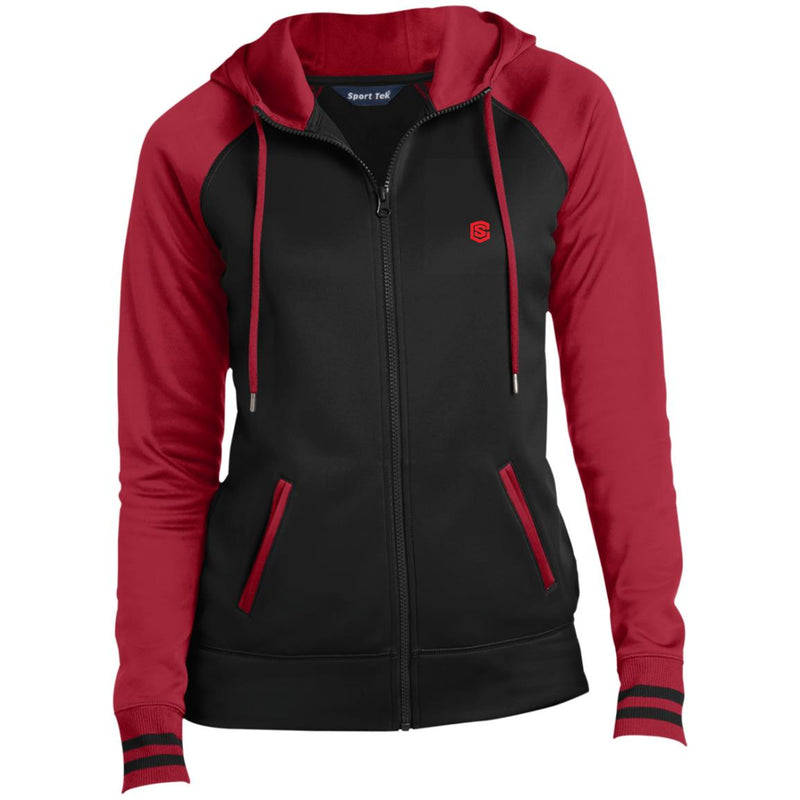 Illustrator Red Logo LST236 Ladies' Moisture Wick Full-Zip Hooded Jacket